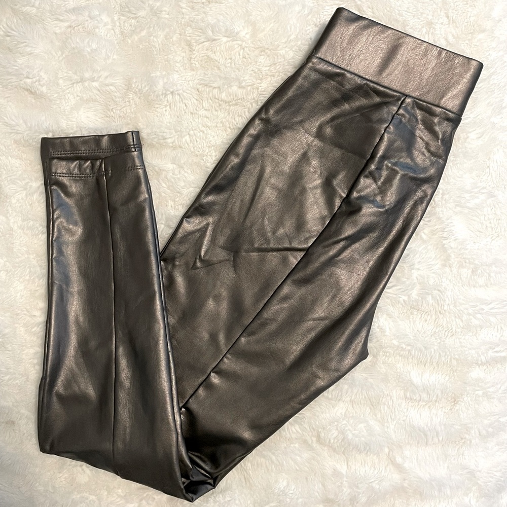 Loft Vegan Leather Leggings, Gunsmoke/Bronze  - Sz S